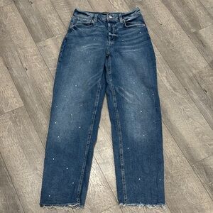 Bidazzled Women's Blue Jeans with Distressed Hem